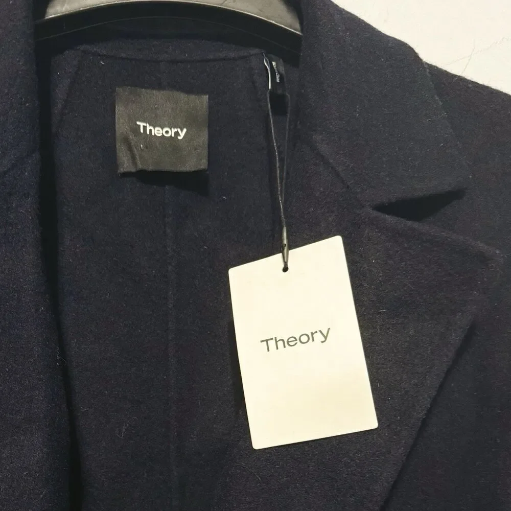 Theory‎ Sileena Nocturne Navy Winsome 2 double face wool coat MEDIUM NWT $595